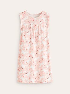 Printed Short-sleeved Nightie-Boto Pink Unicorn Floral