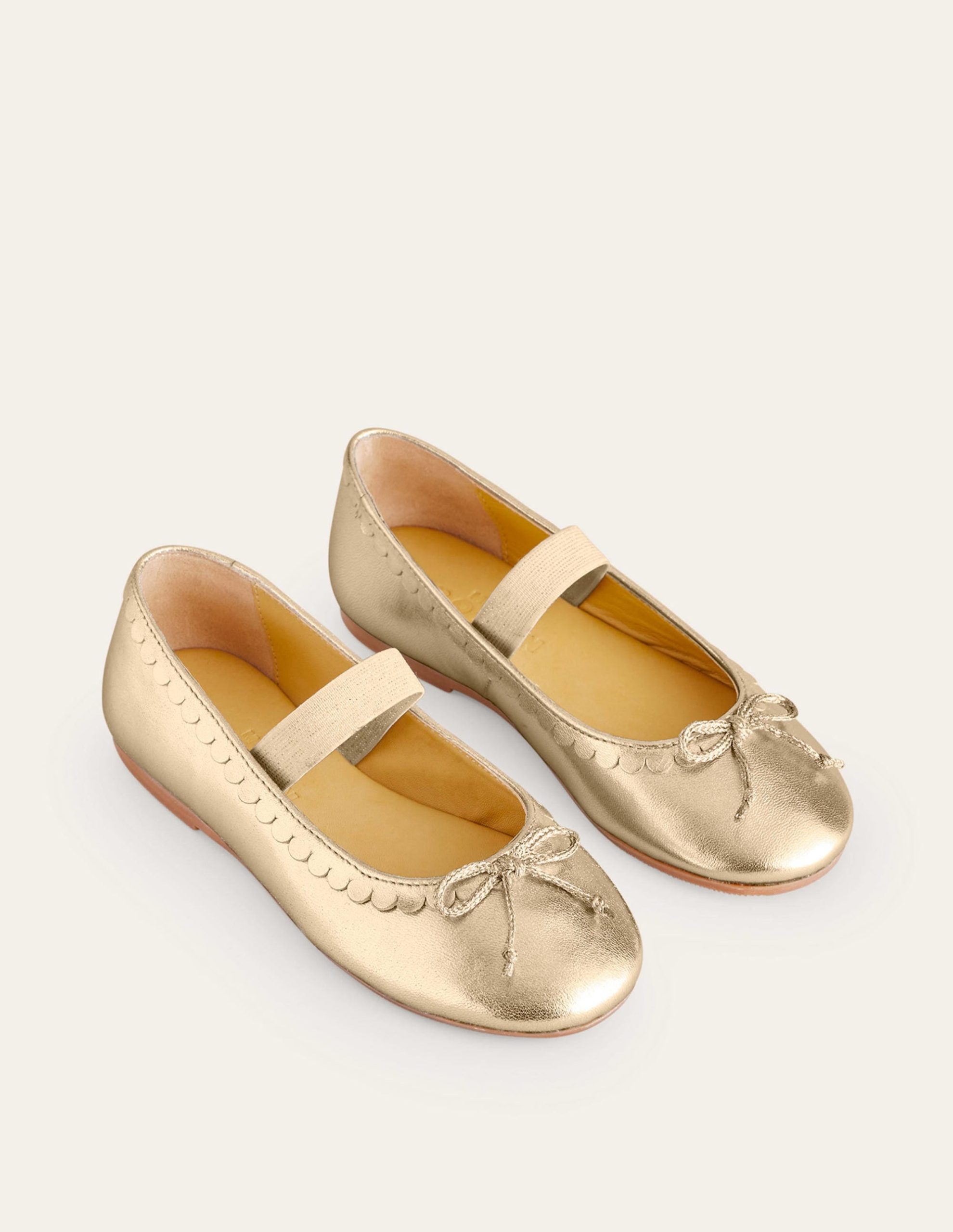 Leather Ballet Flats-Gold Metallic - Image 2