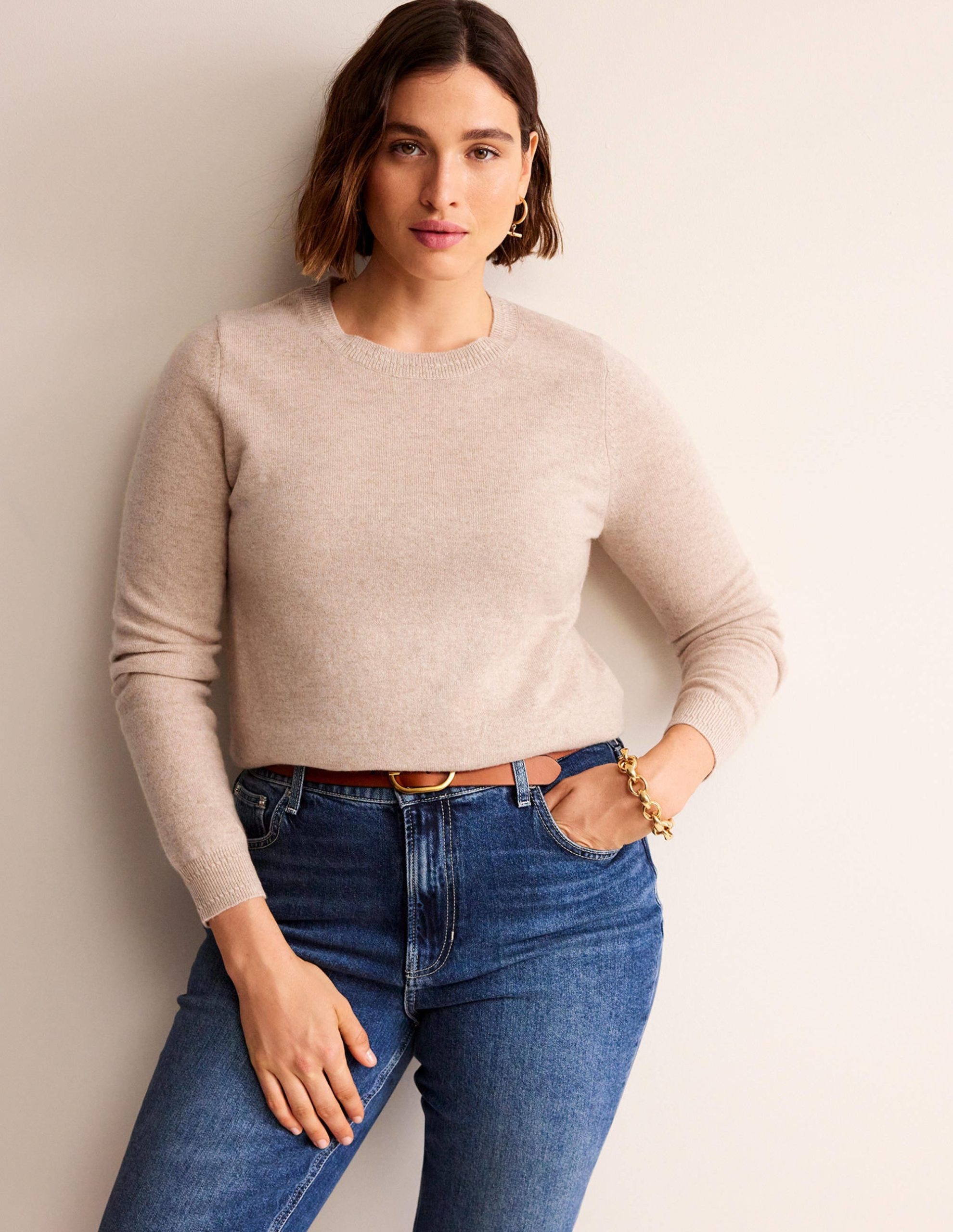 Eva Cashmere Crew Neck Jumper-Chinchilla Melange - Image 5