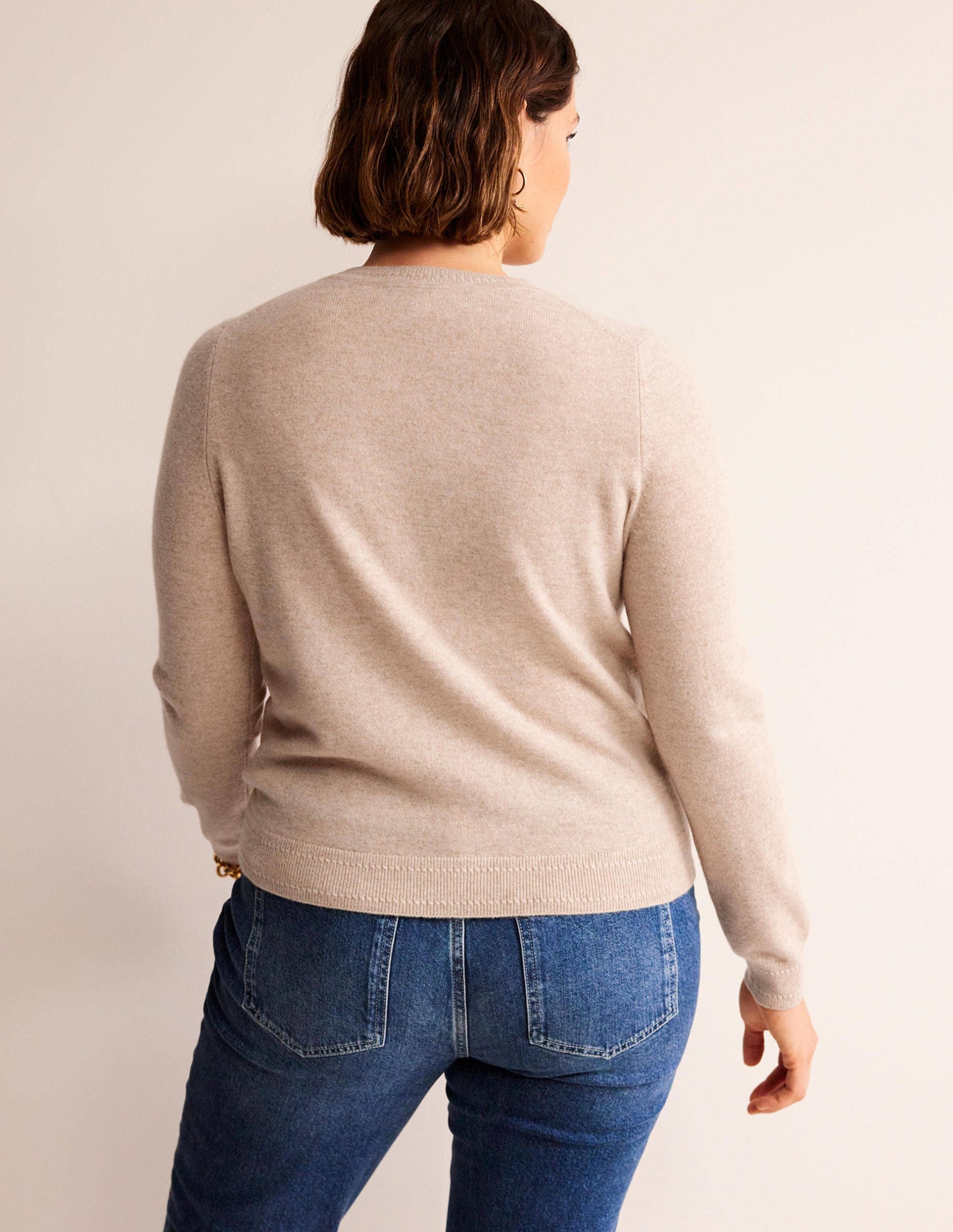 Eva Cashmere Crew Neck Jumper-Chinchilla Melange - Image 6