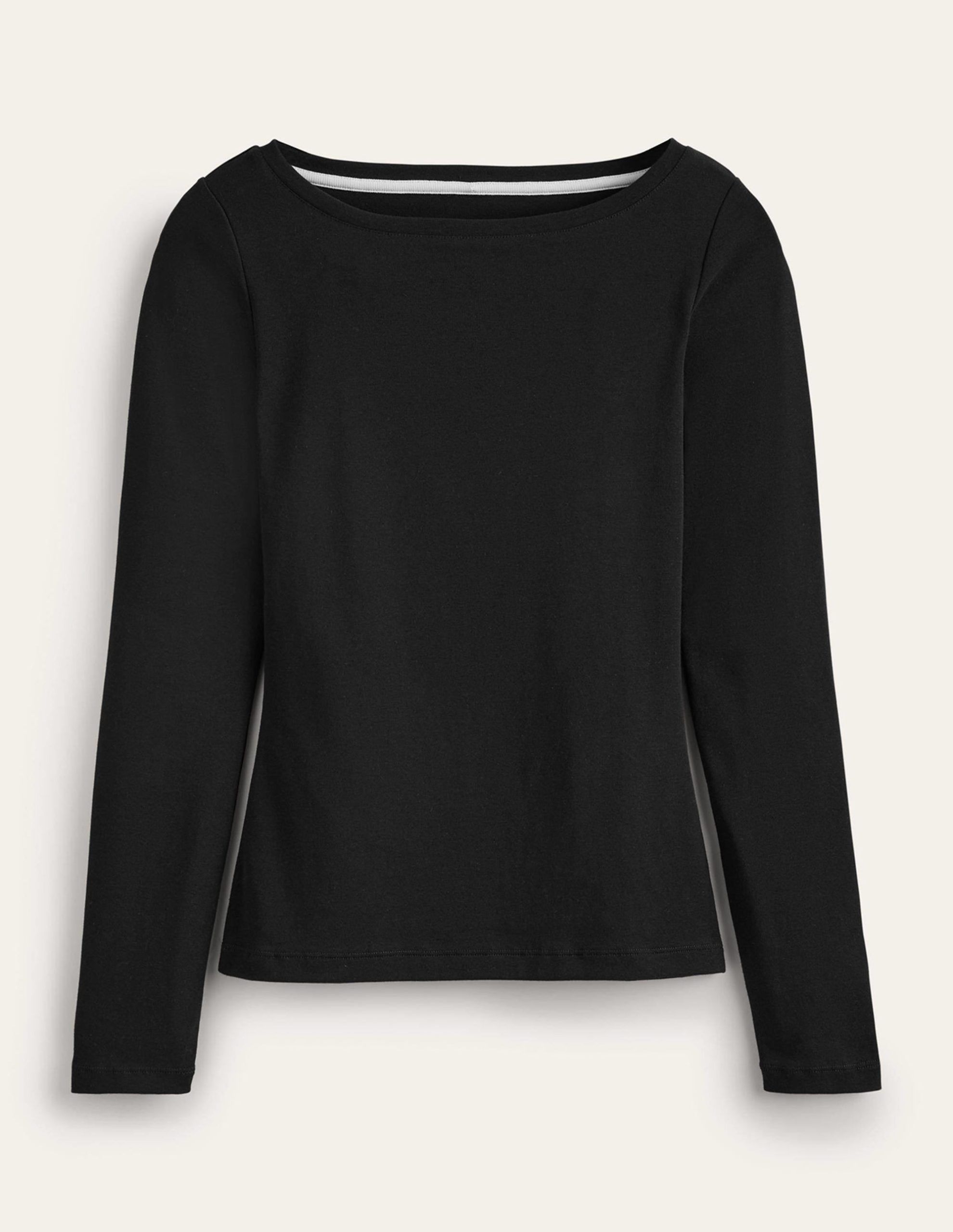 Essential Boat-Neck Jersey Top-Black - Image 5
