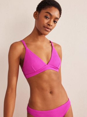 Arezzo V-neck Bikini Top-Amazing Pink Texture