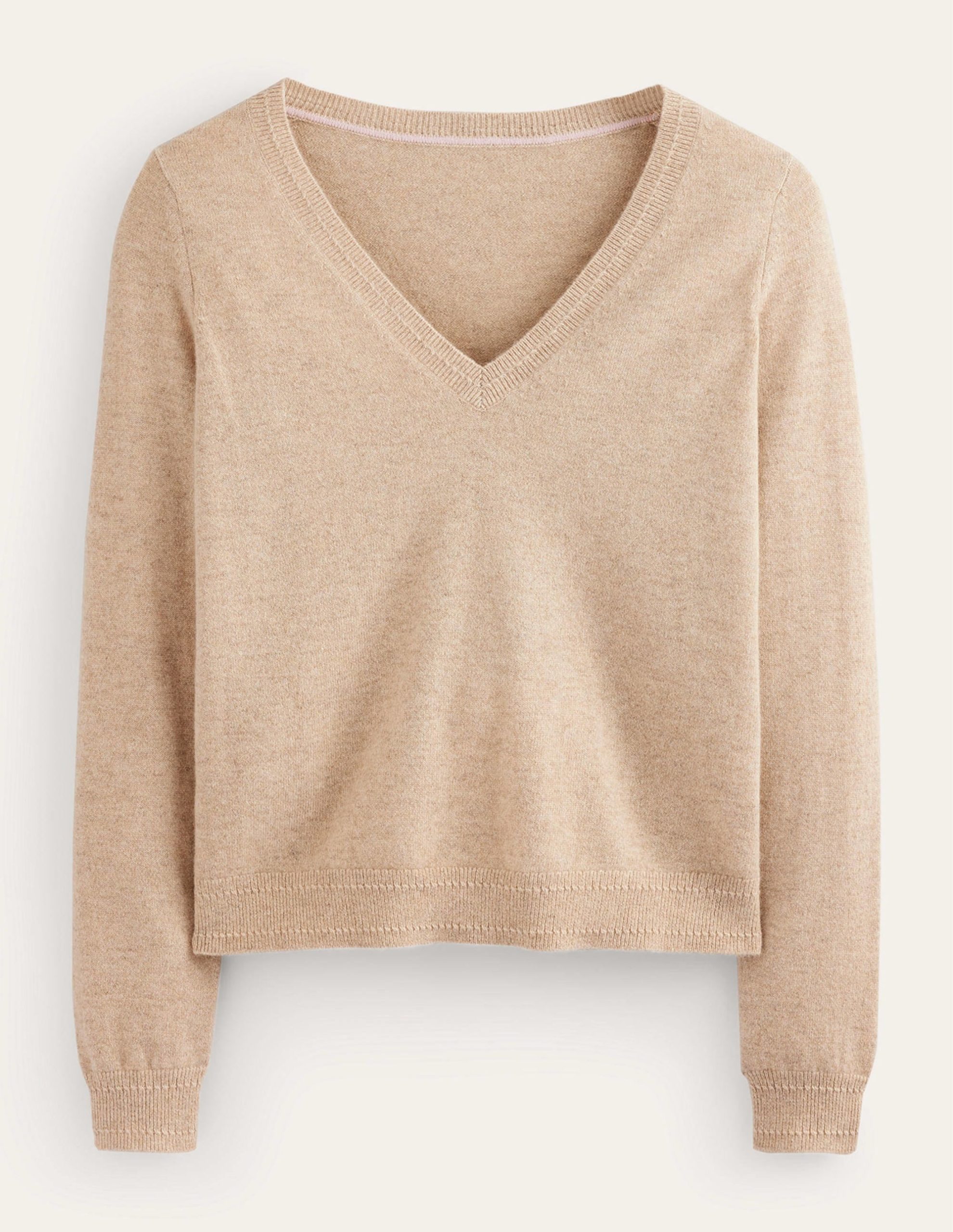 Eva Cashmere V-neck Jumper-Chinchilla Melange - Image 6