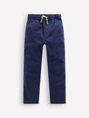 Slim Pull On Trousers-College Navy Twill