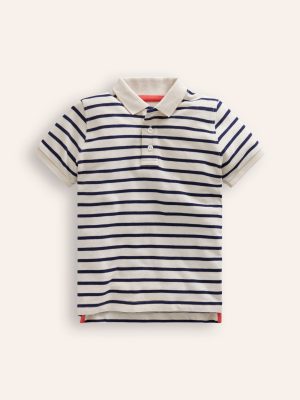 Piqu?? Polo Shirt-Ivory/College Navy