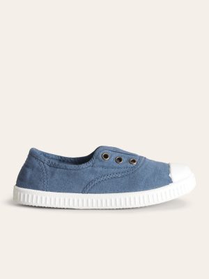 Laceless Canvas Pull-ons-College Navy