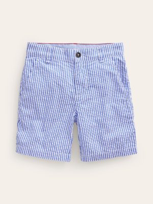 Seersucker Shorts-Vintage Blue / Ivory Stripe