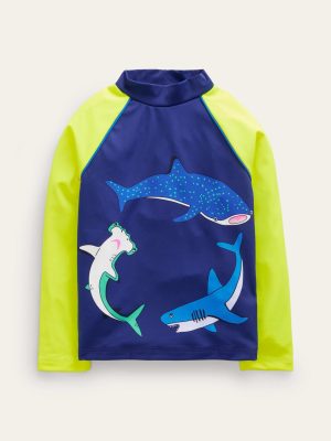 Logo Rash Vest-Sapphire Blue Sharks