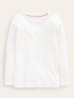Ribbed Long Sleeve T-shirt-White