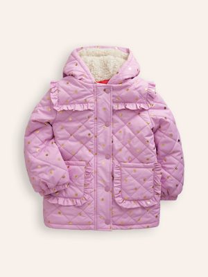 Pretty Quilted Coat-Soft Lavender Foil Spot