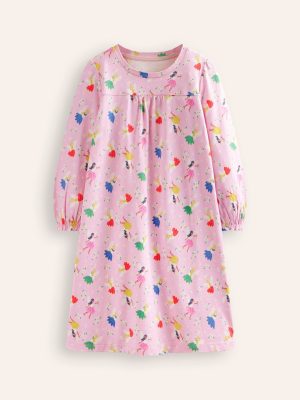Printed Long-sleeved Nightie-Boto Pink Fairies