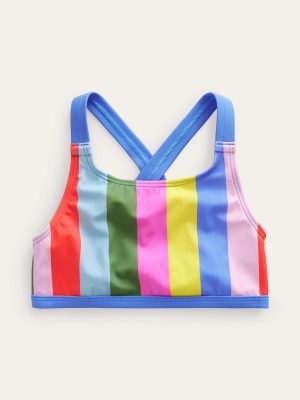 Cross Back Bikini Top-Soft Multi Stripe