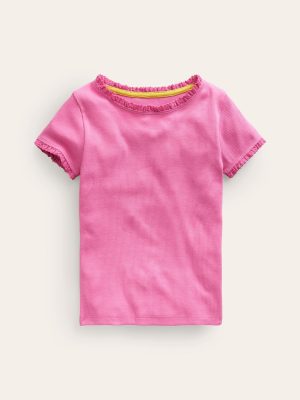 Ribbed Short Sleeve T-Shirt-Strawberry Ice