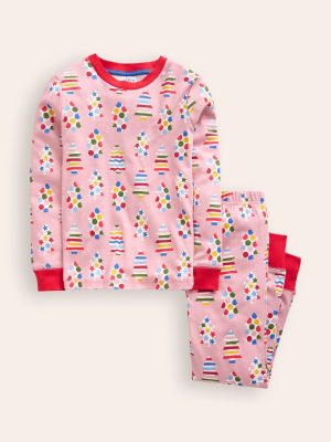 Snug Glow-In-The-Dark Pyjamas-Vintage Pink Christmas Trees