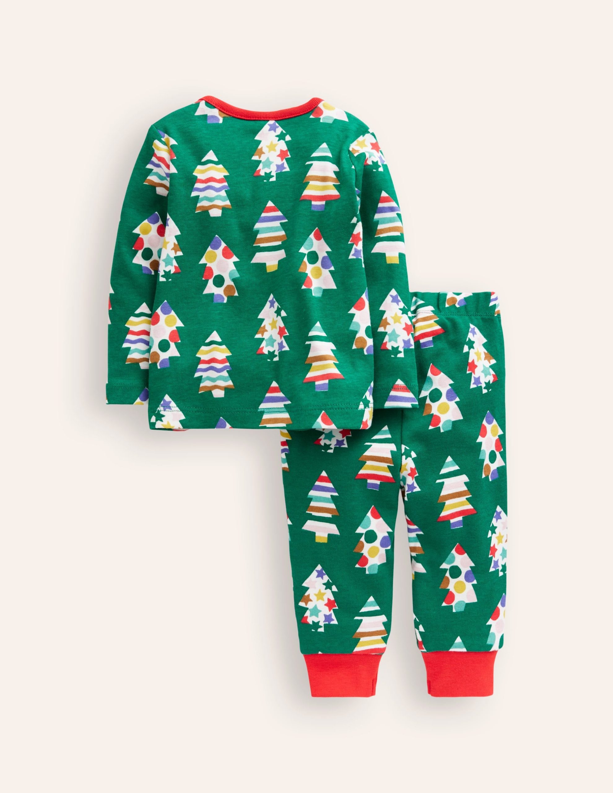 Snug Single Long John Pyjamas-Jewel Green Trees - Image 2