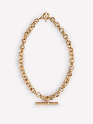 Chunky T-bar Chain Necklace-Gold Colour