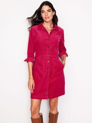 Flora Cord Shirt Dress-Cherries Jubilee