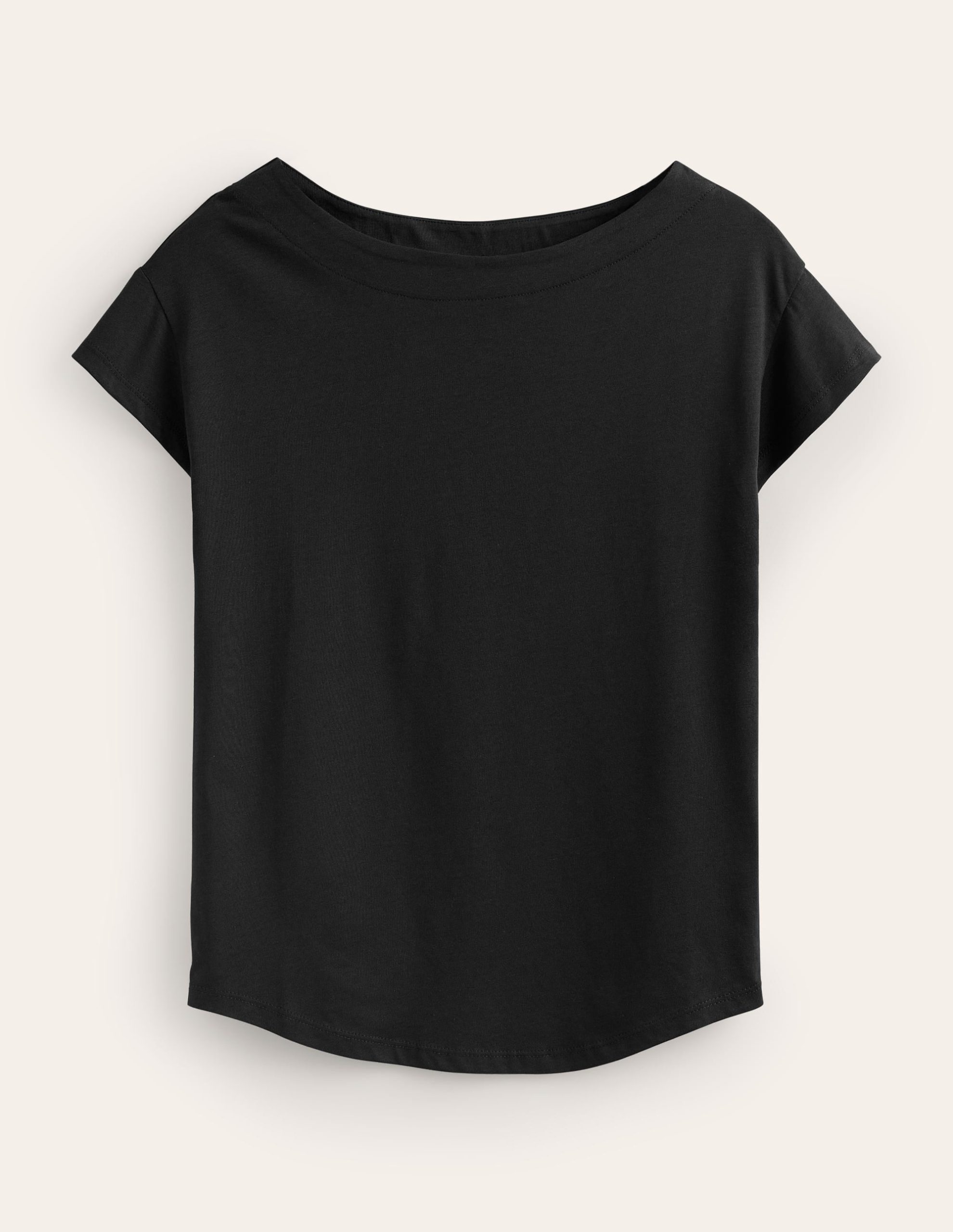Supersoft Boat Neck T-Shirt-Black - Image 5