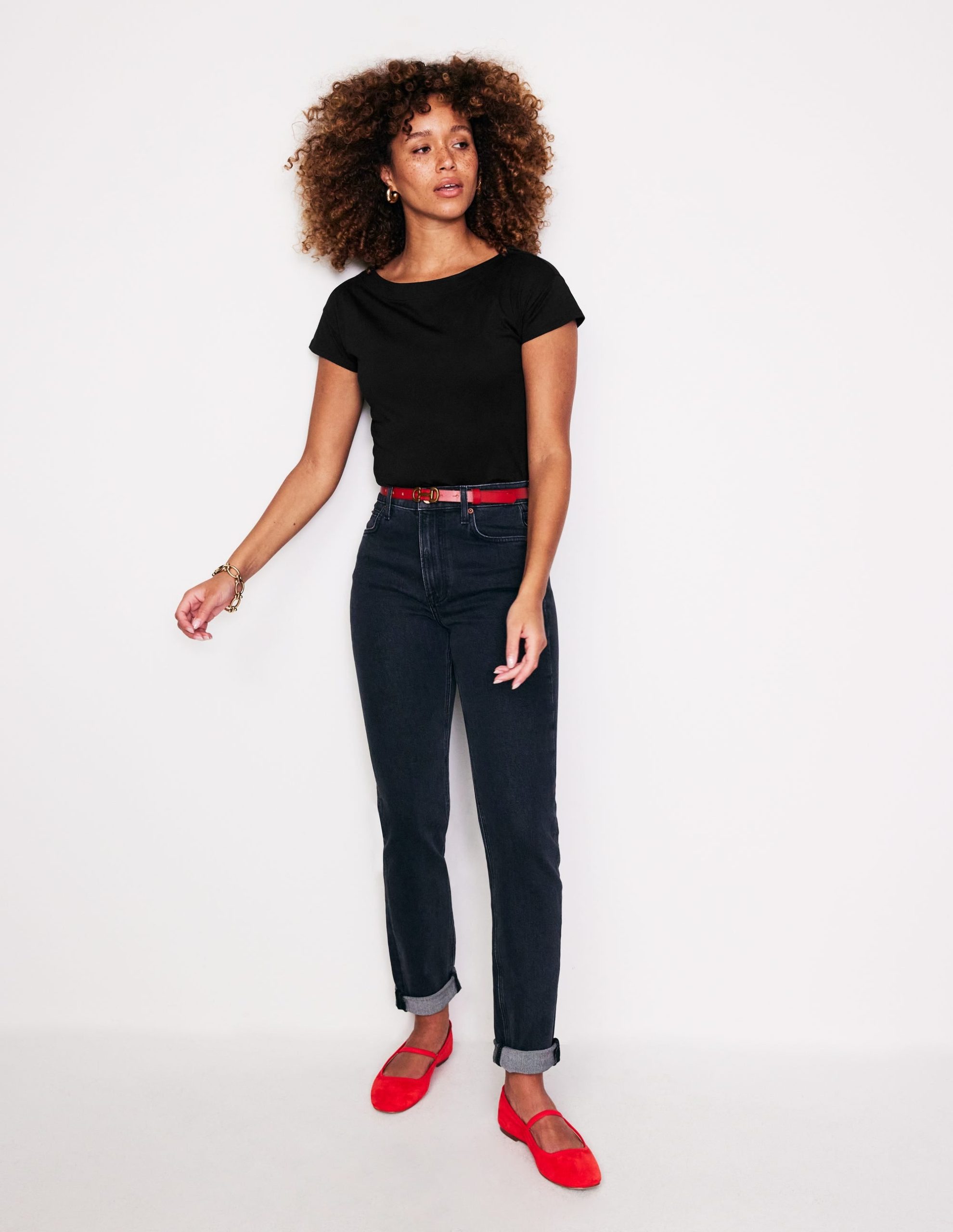 Supersoft Boat Neck T-Shirt-Black - Image 4