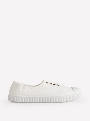Laceless Canvas Plimsoll-Ivory
