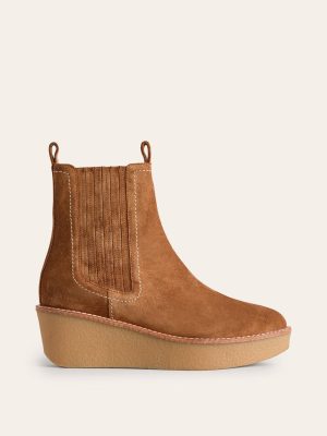 Wedge Ankle Boots-Tan