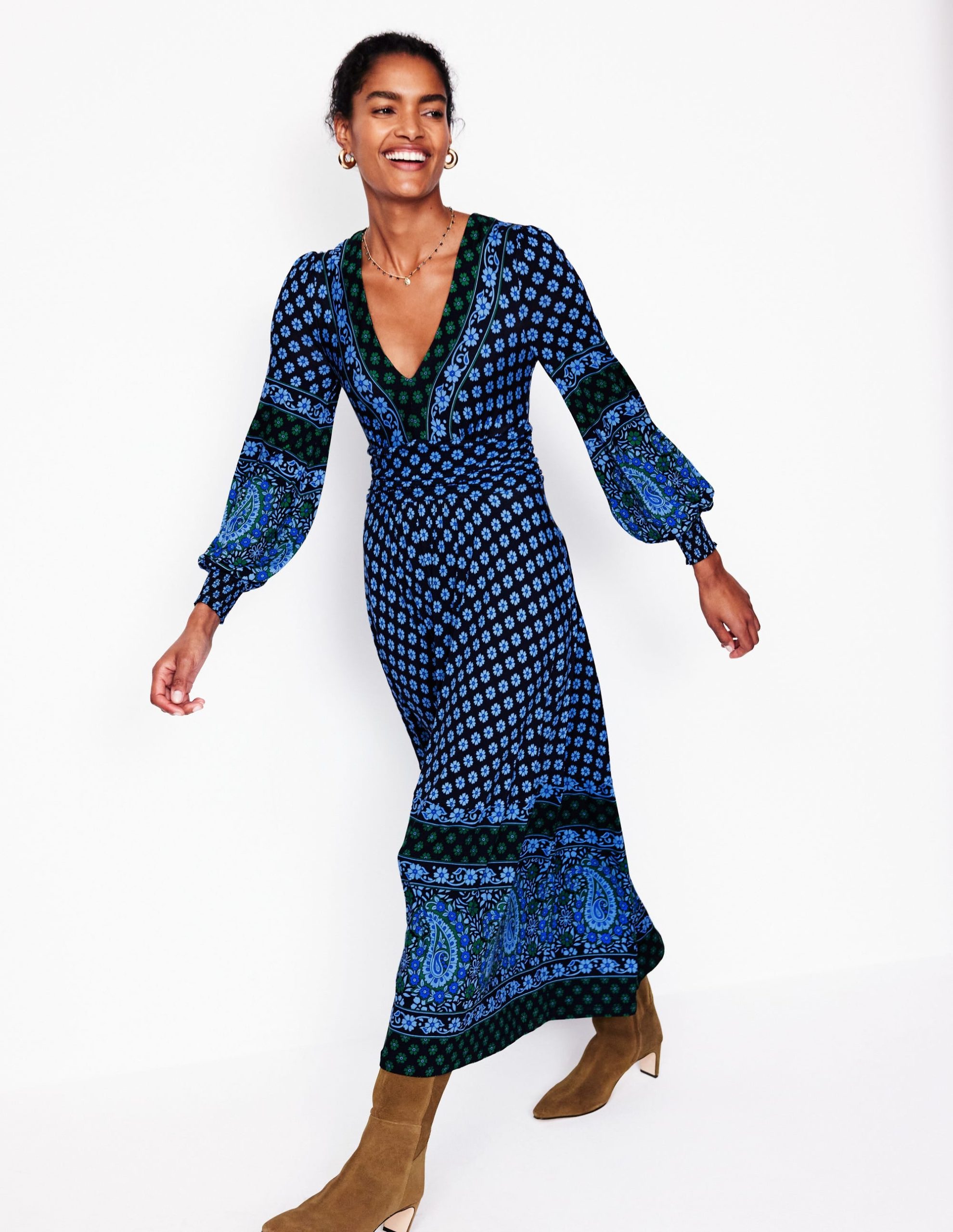 Daphne Jersey Maxi Dress-Dawn Blue. Paisley Posy