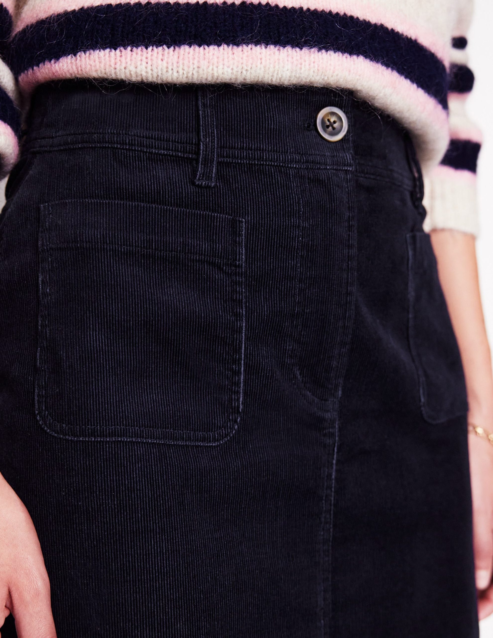 Estella Cord Skirt-Navy - Image 2