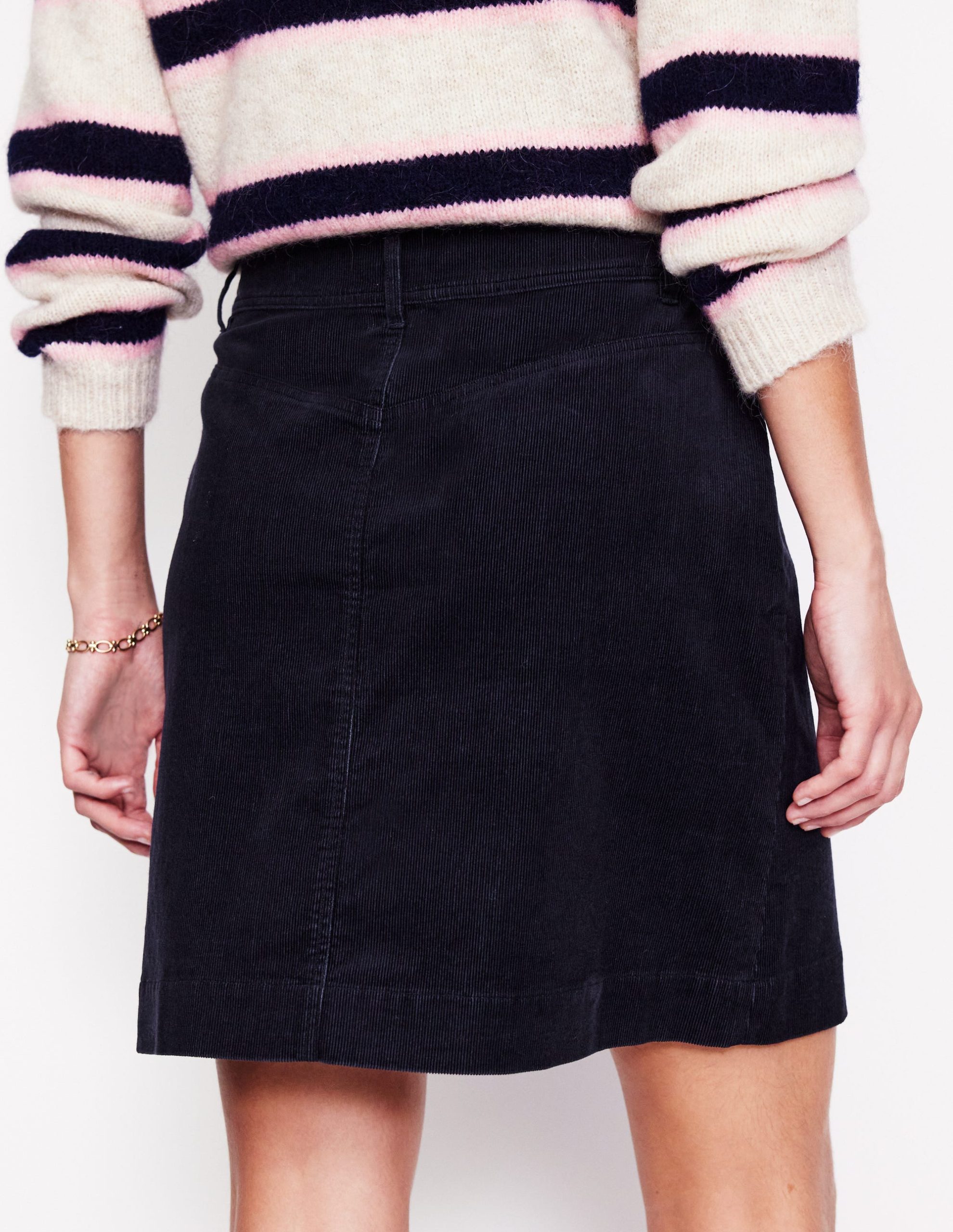 Estella Cord Skirt-Navy - Image 3