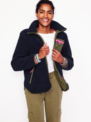 Truro Borg Fleece Jacket-Navy