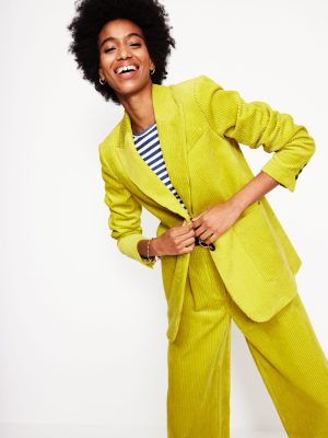 Relaxed Cord Blazer-Kiwi