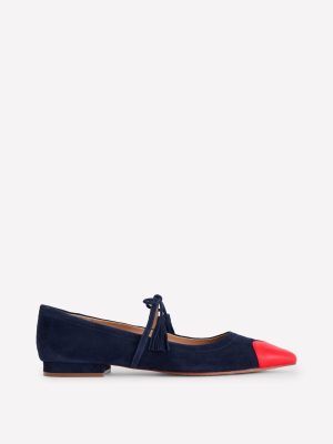 Tassel Tie Point Flat-Navy and Poppy Red