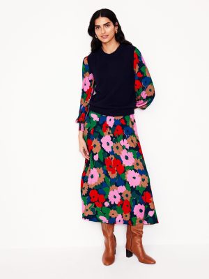 Ivy Smocked Midi Dress-Multi. Painterly Meadow