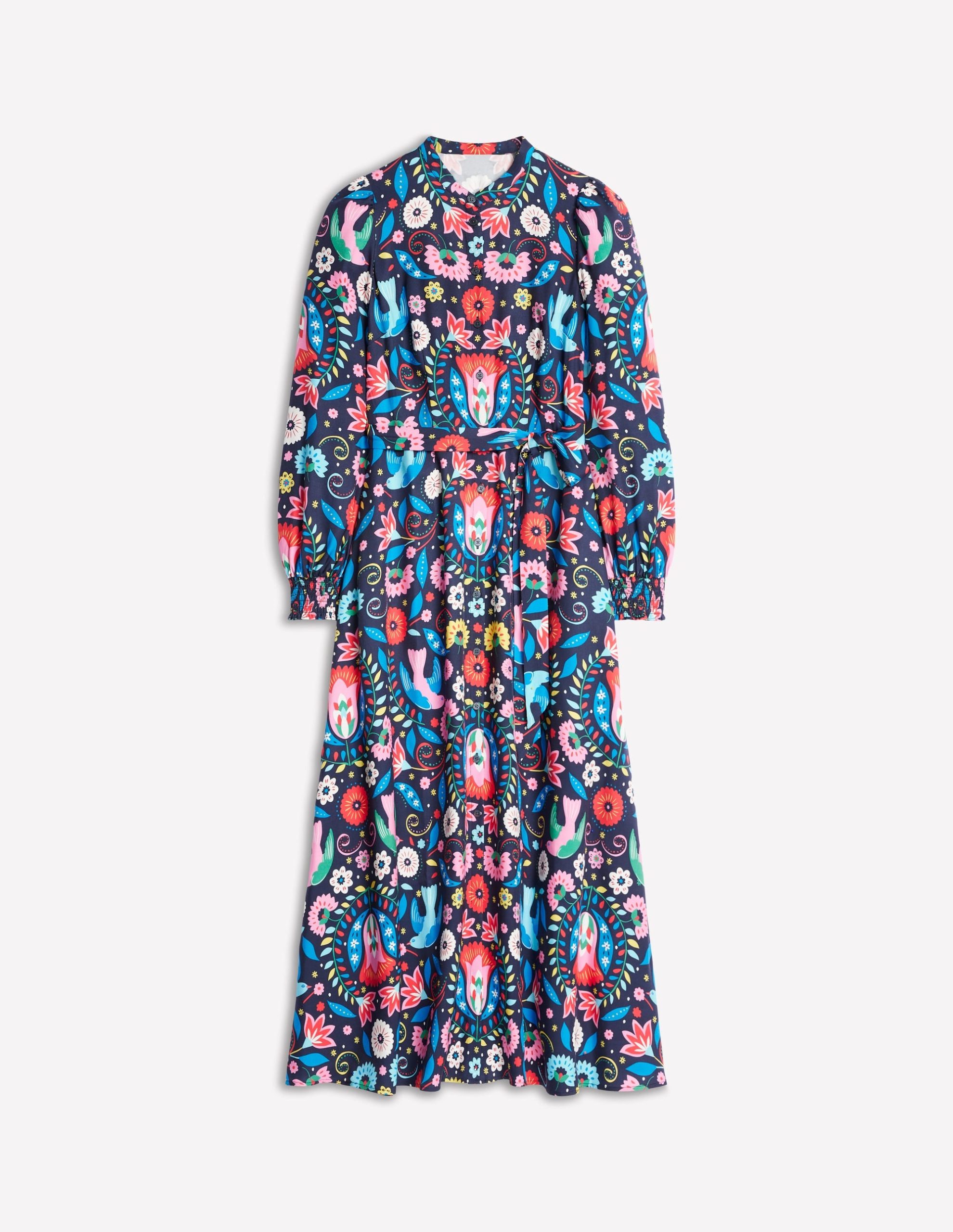 Ruby Collarless Shirt Dress-French Navy. Decorative Garden - Image 6