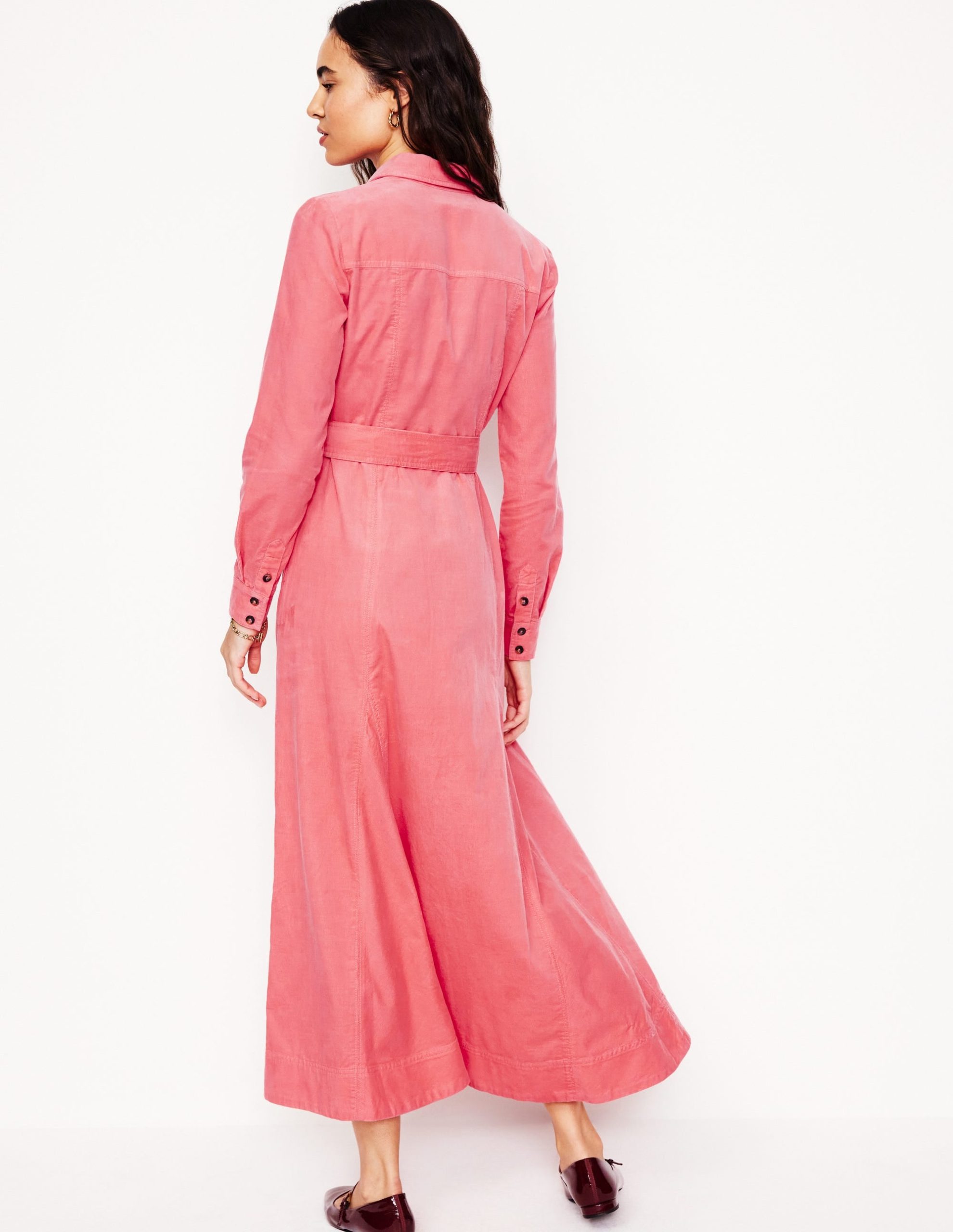 Tess Cord Midi Shirt Dress-Azalea Pink - Image 3
