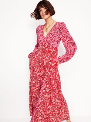 Lisa Long Sleeve Tea Dress-Pink. Heart Cluster