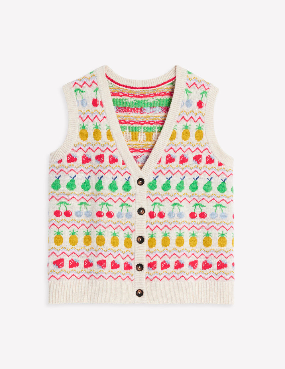 Edie Fair Isle Waistcoat-Ecru Marl. Fruit - Image 8