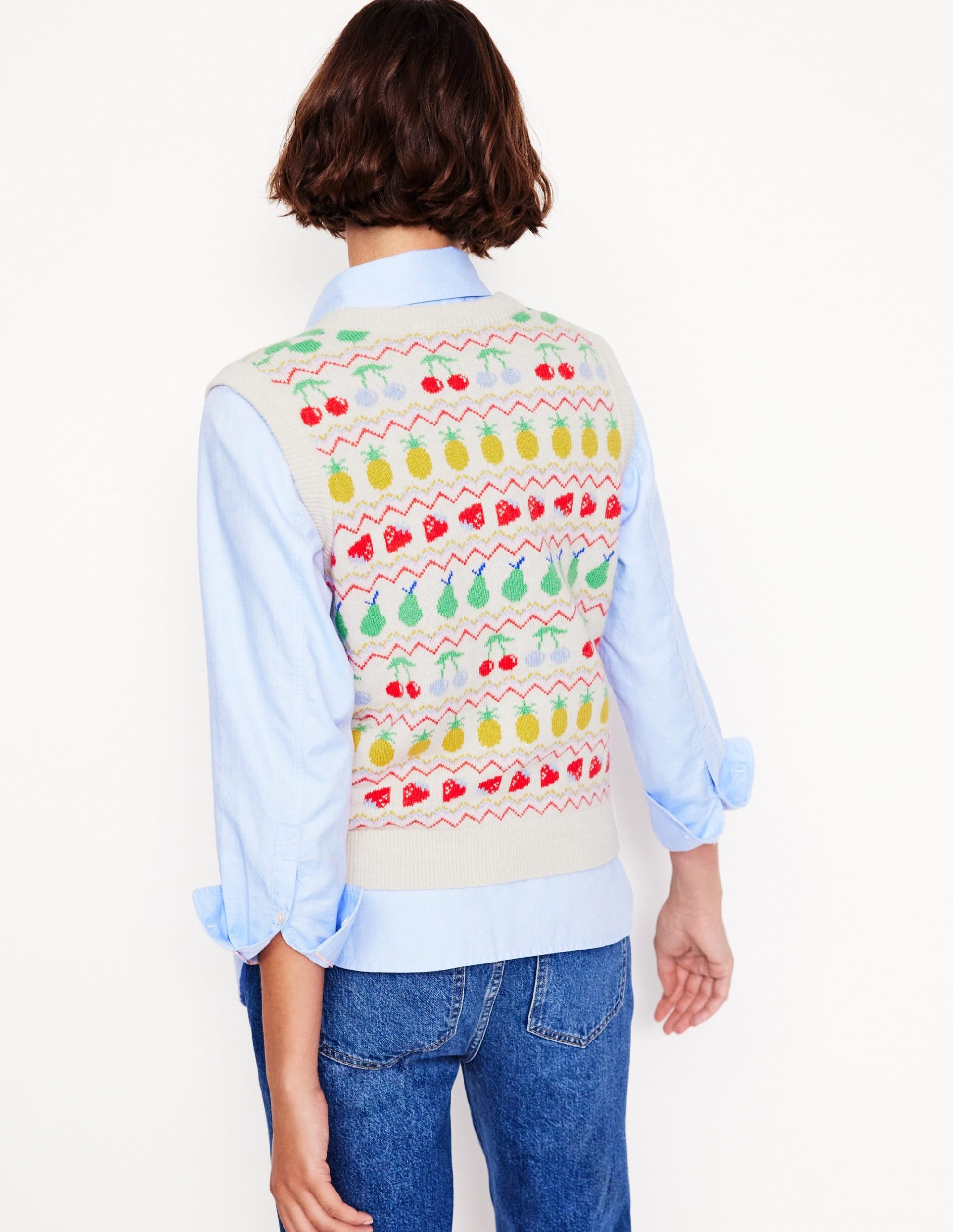 Edie Fair Isle Waistcoat-Ecru Marl. Fruit - Image 3