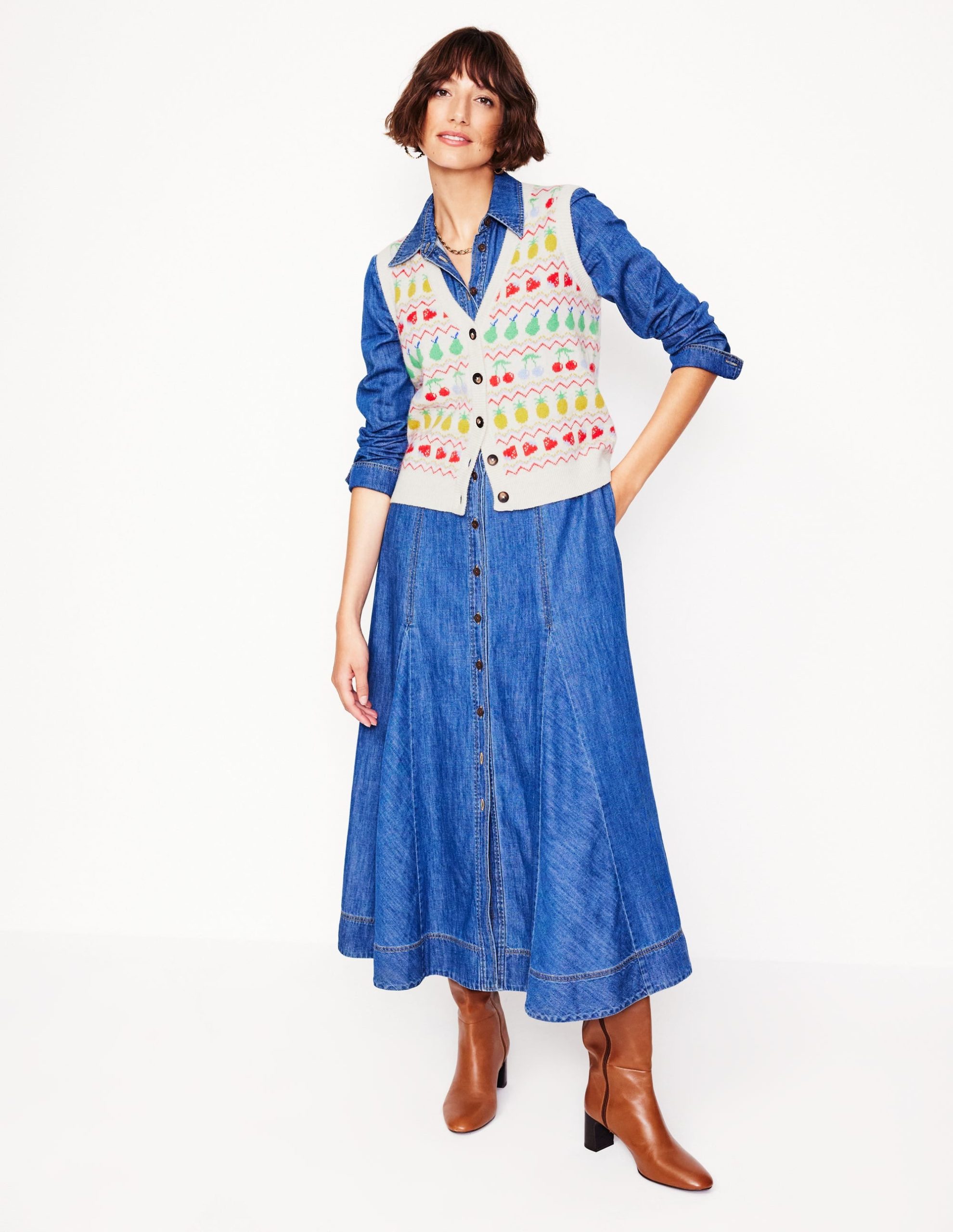 Edie Fair Isle Waistcoat-Ecru Marl. Fruit - Image 6