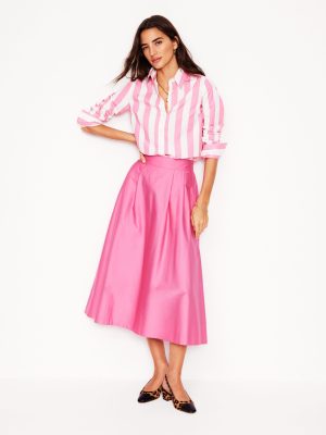 Isabella Cotton Sateen Skirt-Sorbet Pink