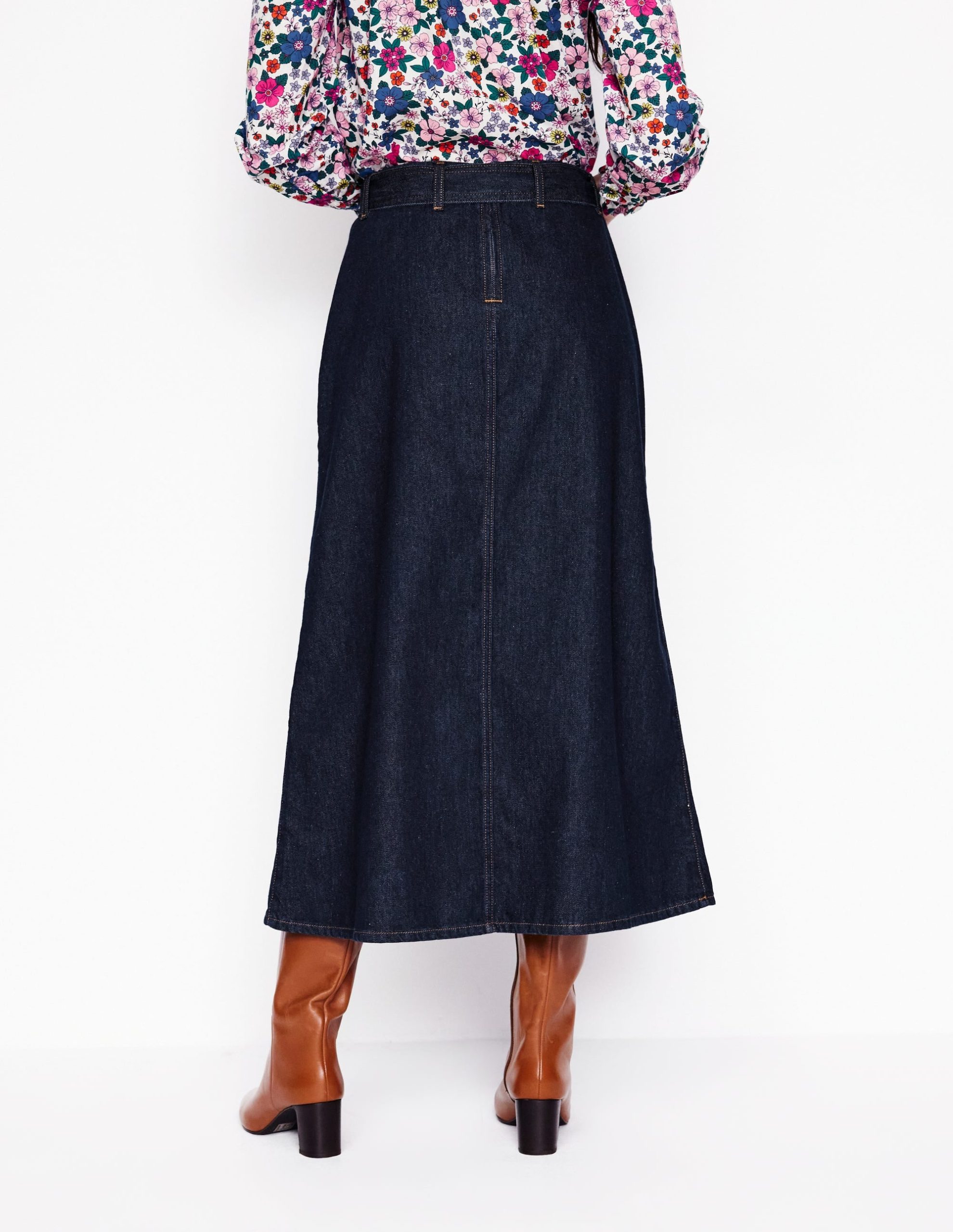 Denim Maxi Skirt-Indigo Rinse - Image 4