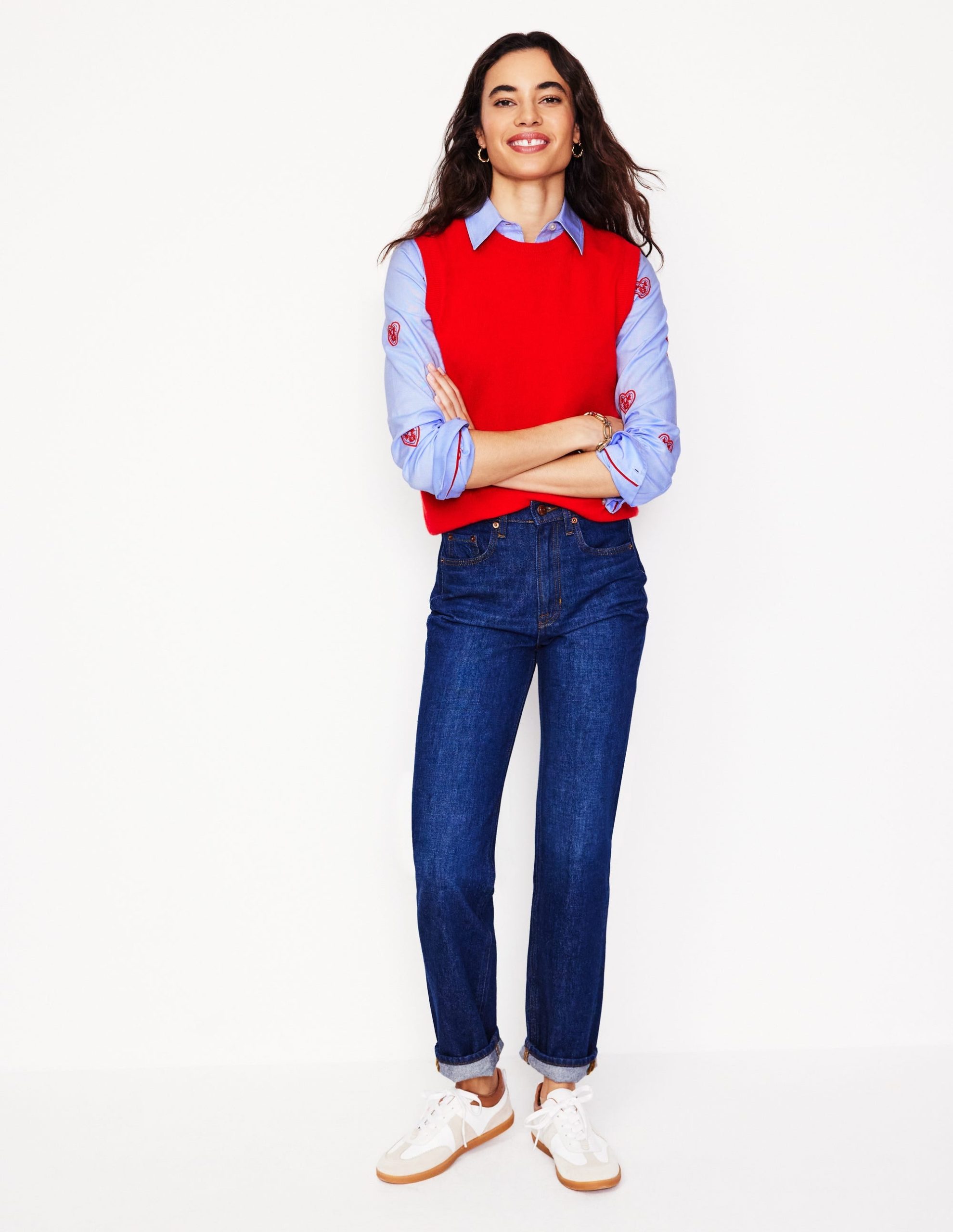 Sienna Interest Cotton Shirt-Blue Oxford. Hearts - Image 4