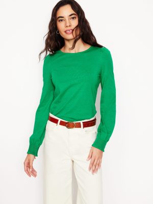 Smocked Cuff Supersoft Top-Rich Emerald