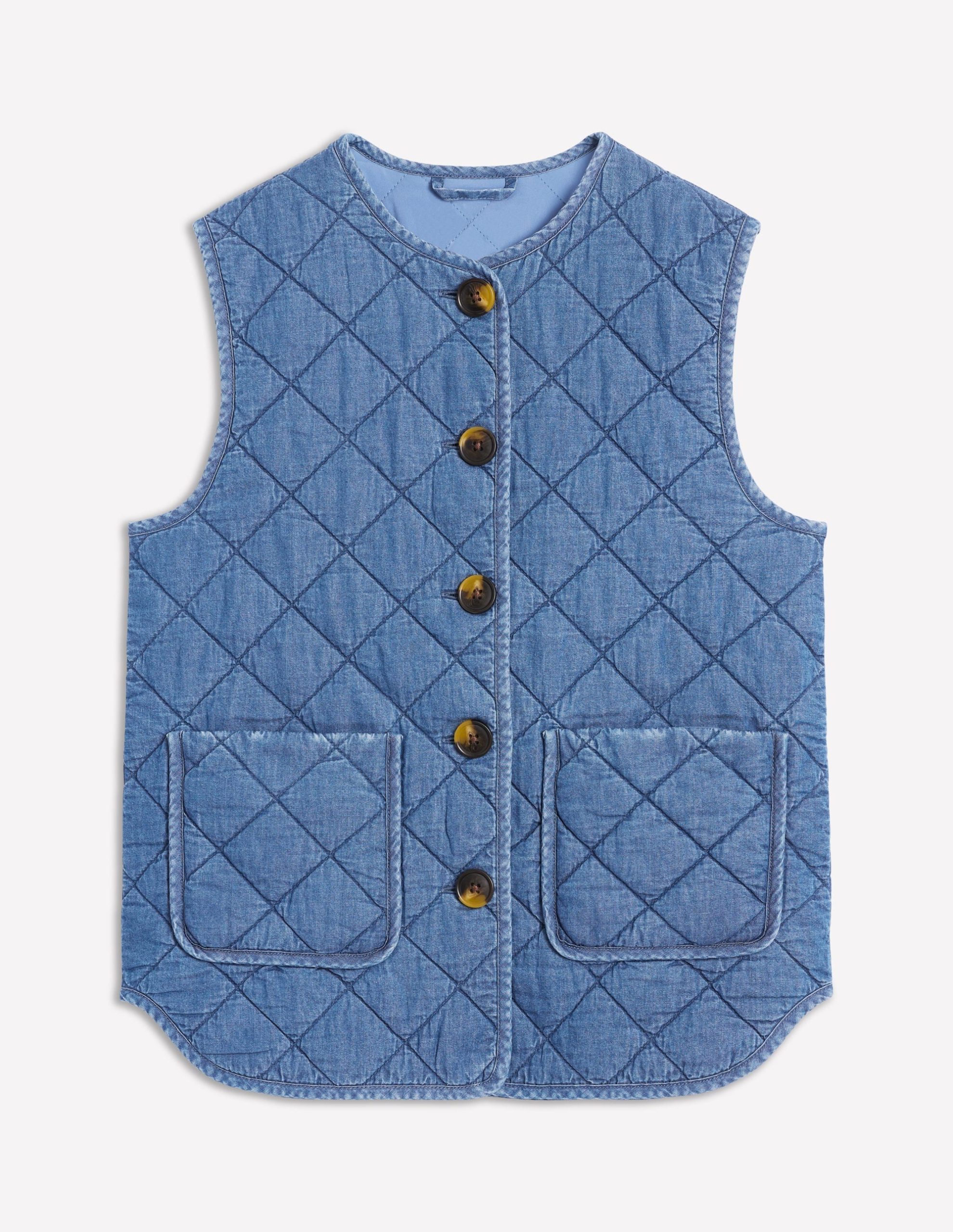 Denim Quilted Gilet-Mid Wash - Image 6