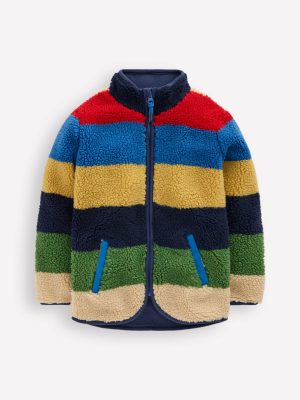 Cosy Borg Jacket-Multi Stripe