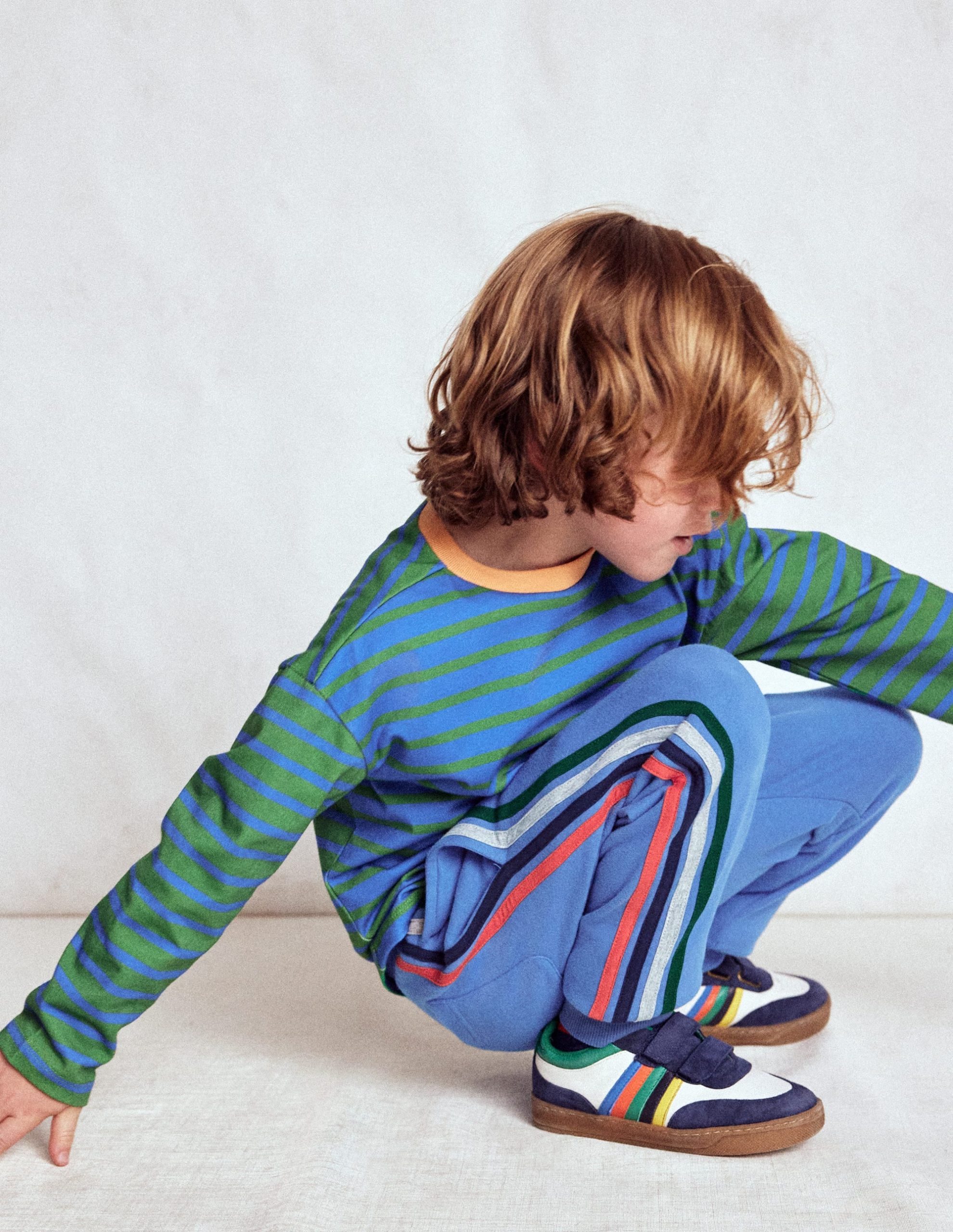 Rainbow Stripe Joggers-Blue River - Image 3