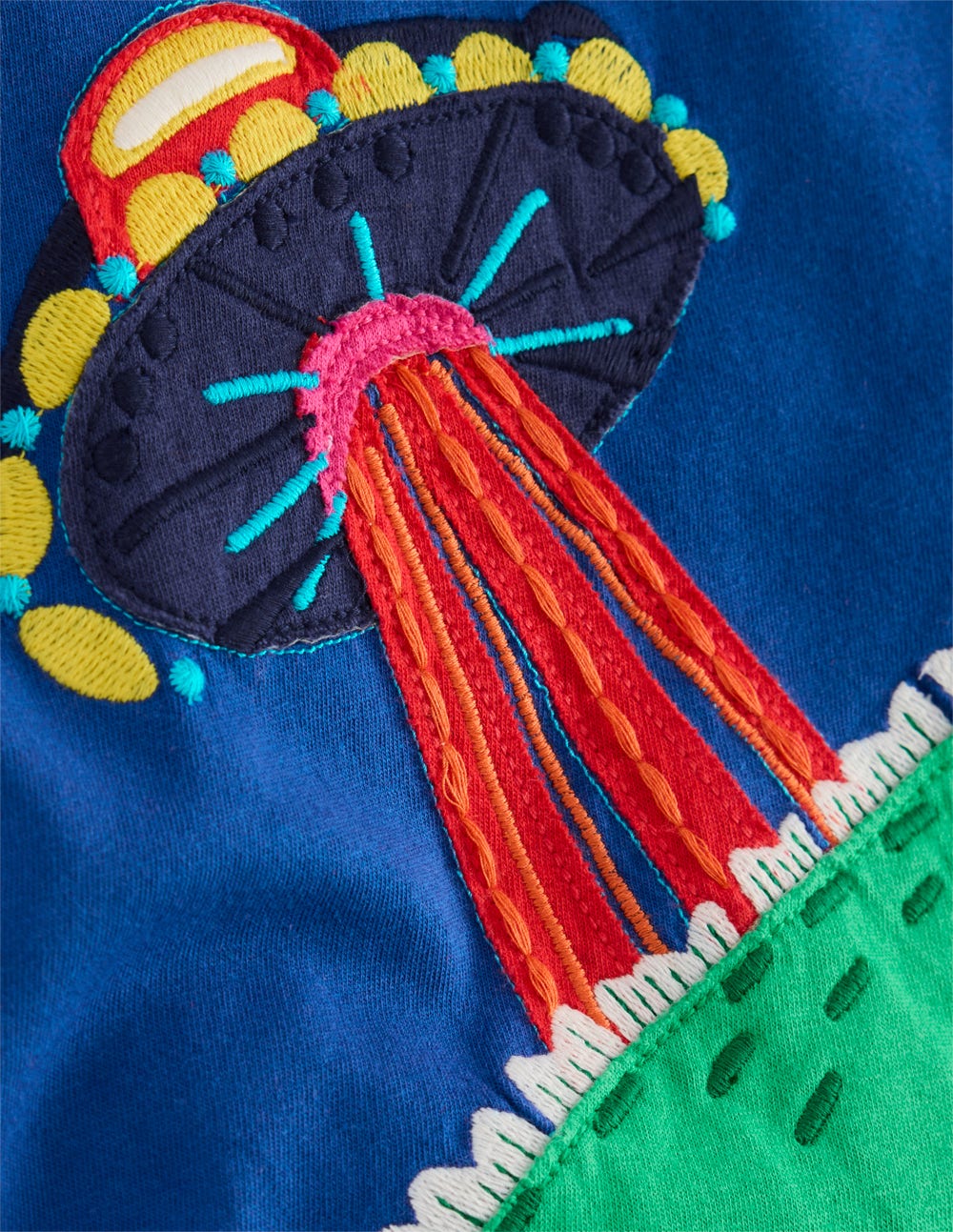 Short Sleeve Appliqu?? T-shirt-Dino Space - Image 3