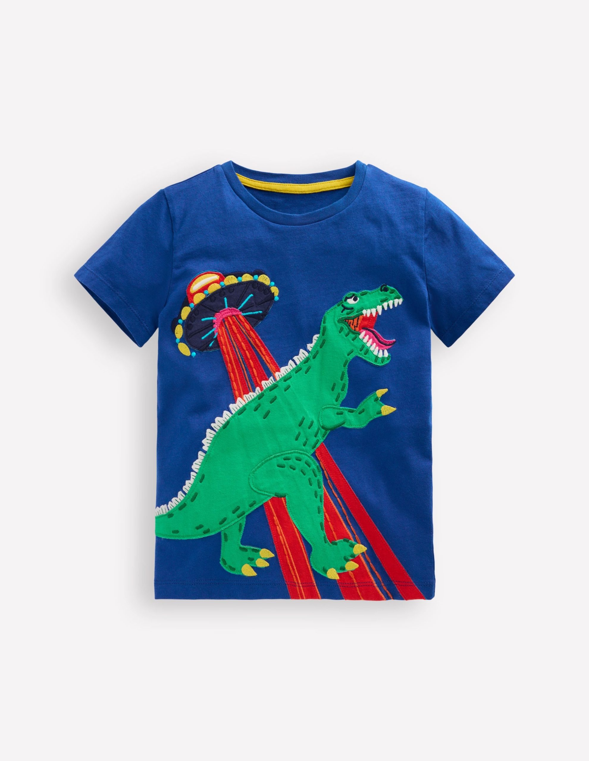 Short Sleeve Appliqu?? T-shirt-Dino Space