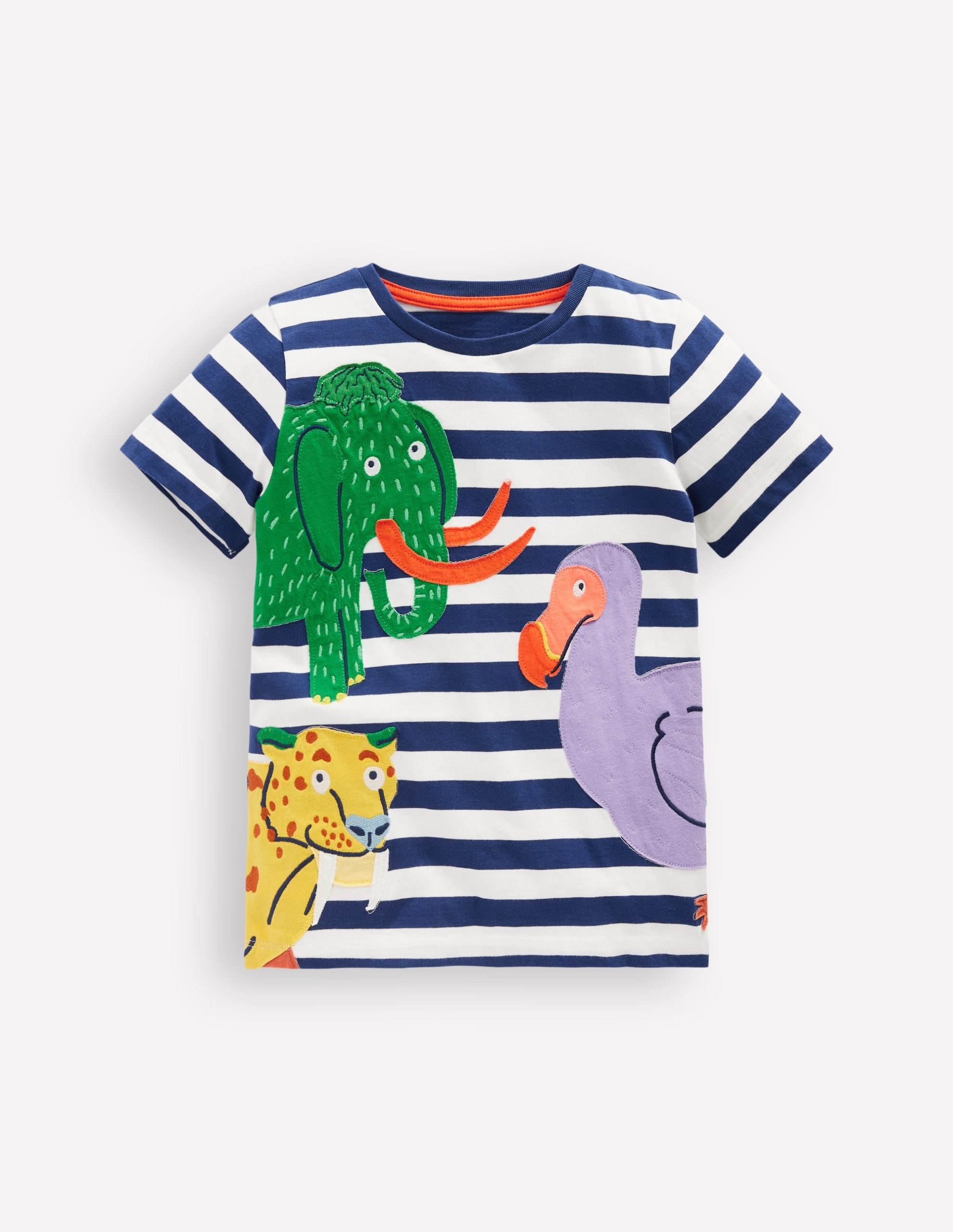 Short Sleeve Appliqu?? T-shirt-Prehistoric Animals Applique