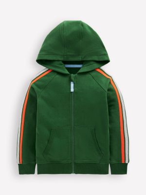 Rainbow Zip-up Hoodie-Pine Green