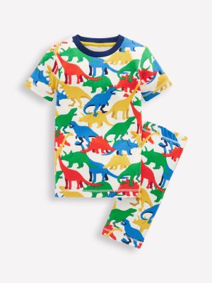 Snug Short John Pyjamas-Multi Dinos